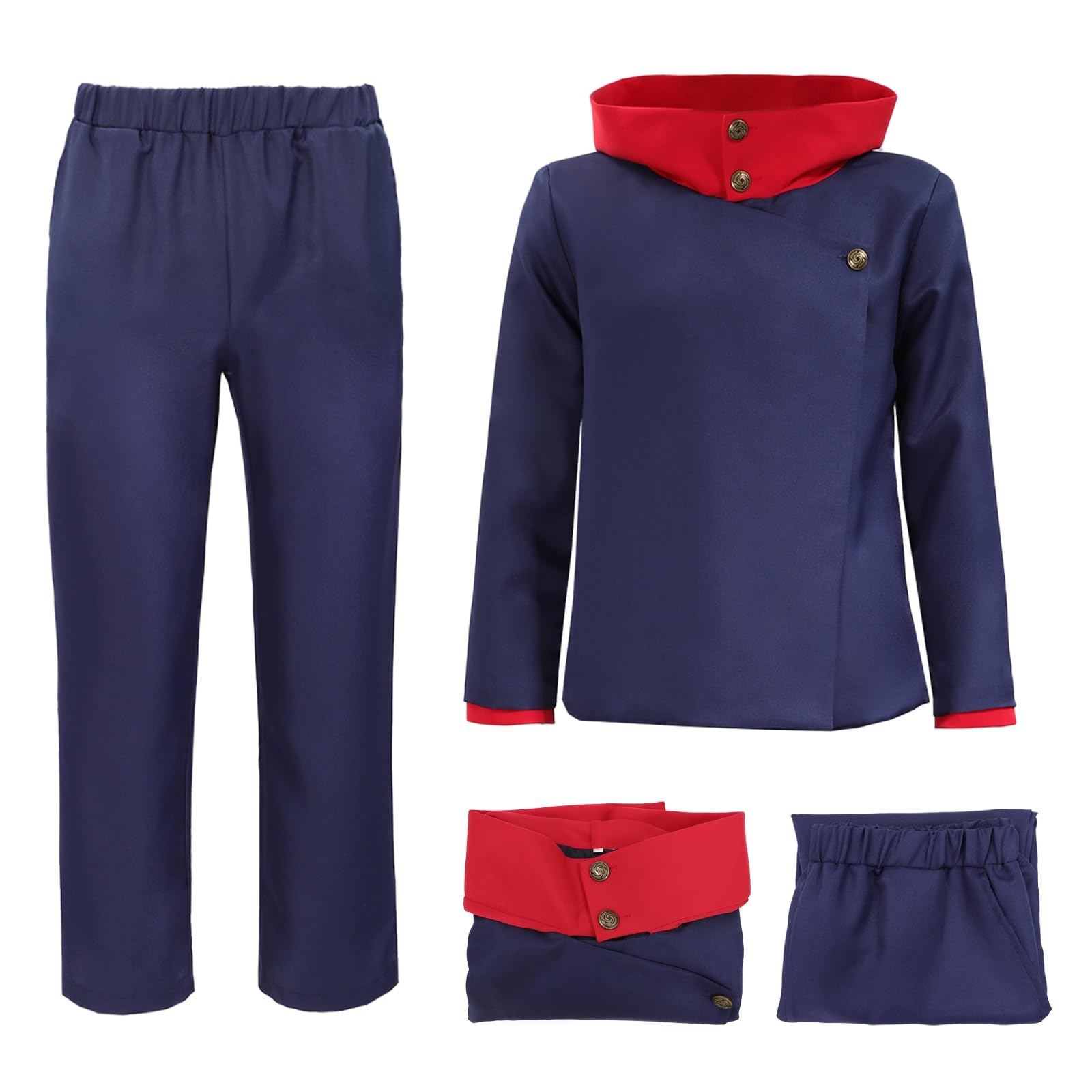 Anime Men Adults Cosplay Costume Campus Uniform Hooded Coat Pants Outfits Full Set for Halloween Christmas Partys