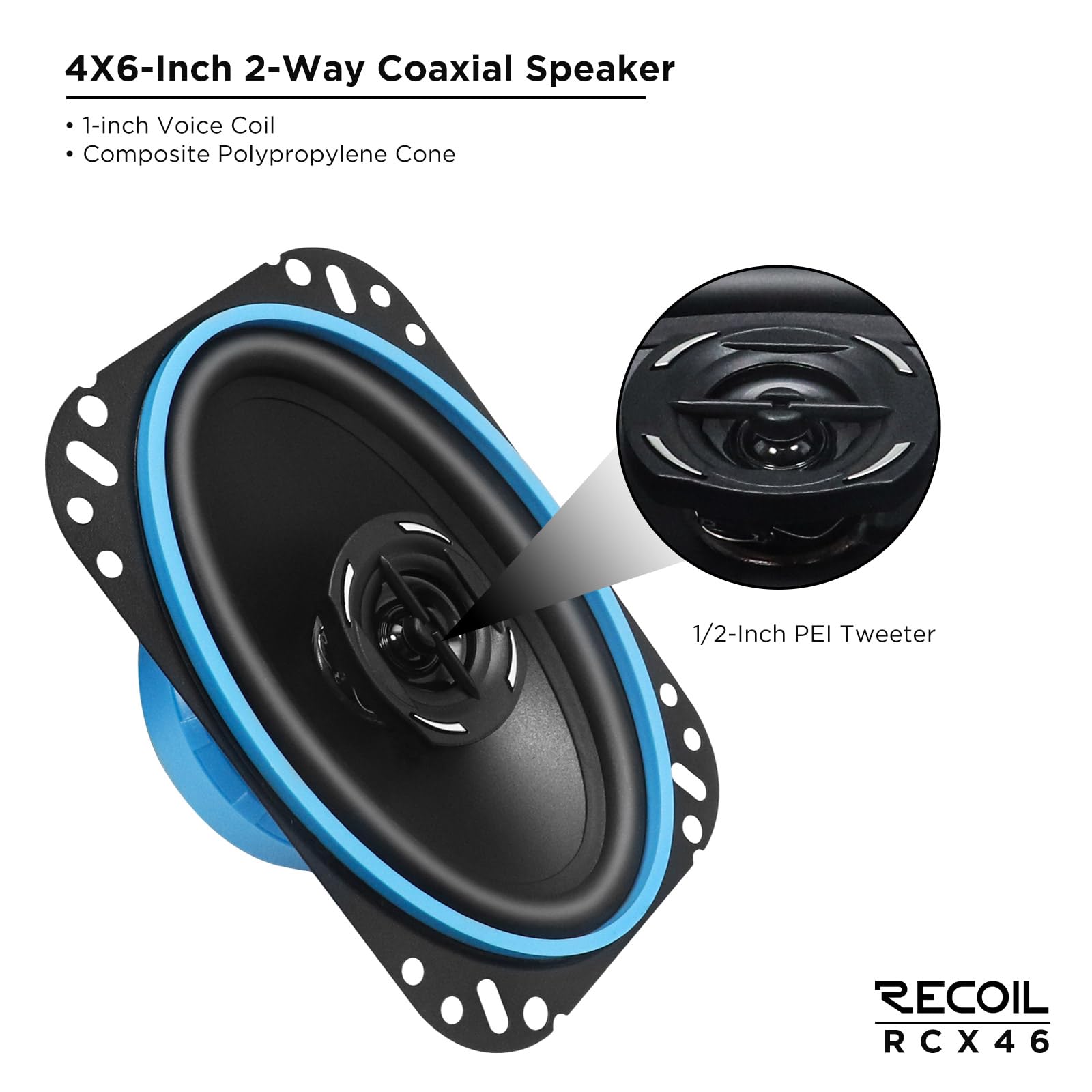 RECOIL RCX-46 Altavoces Coaxiales Coche 2 Vías 10x15cm (4x6) Par