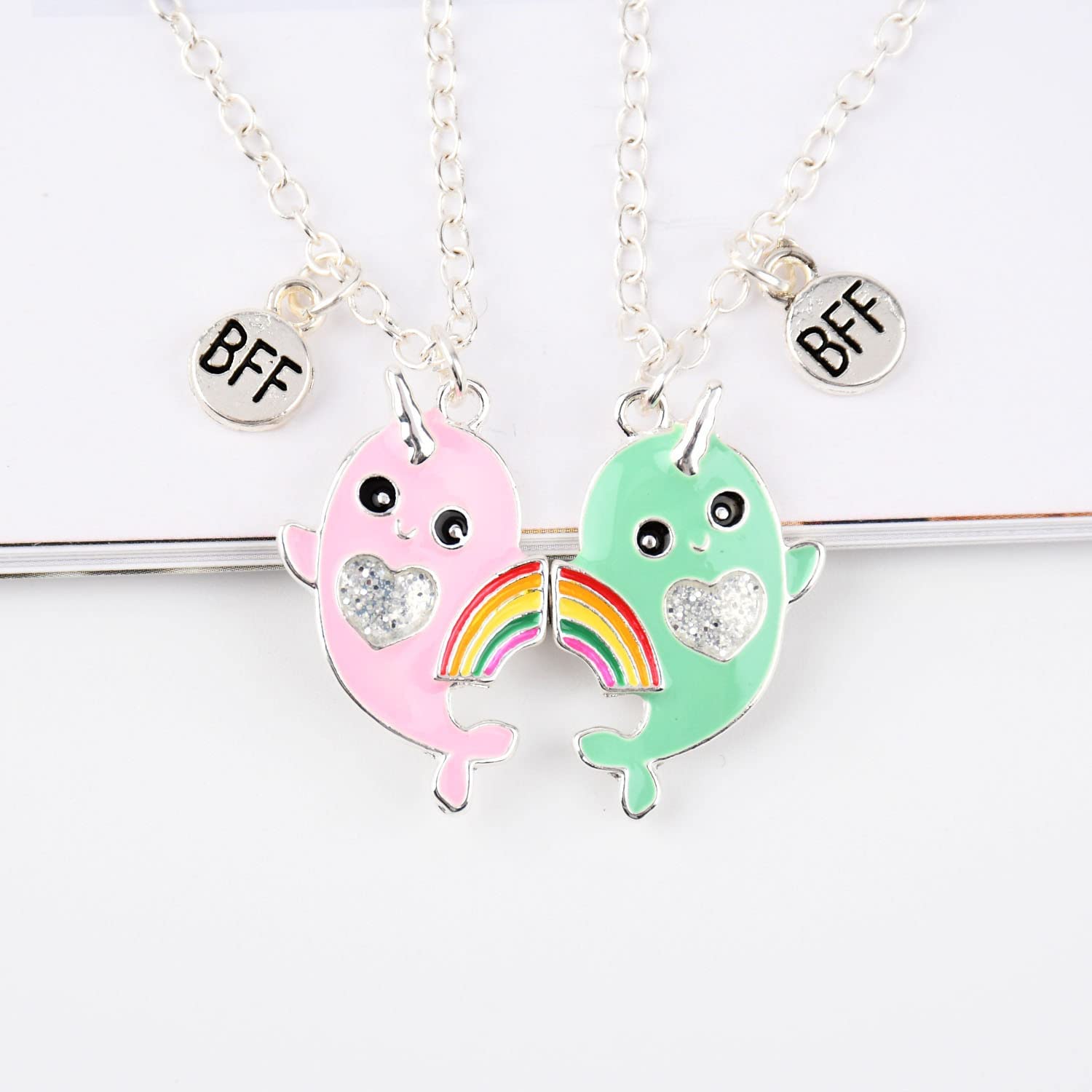 El Regalo Best Friend Forever 2Pcs-Split Magnetic Matching Bff Pendant Necklaces Set- Unicorns, Whales, Koalas Pendant Friendship Necklaces For Girls (Whales Bff Necklace) 3