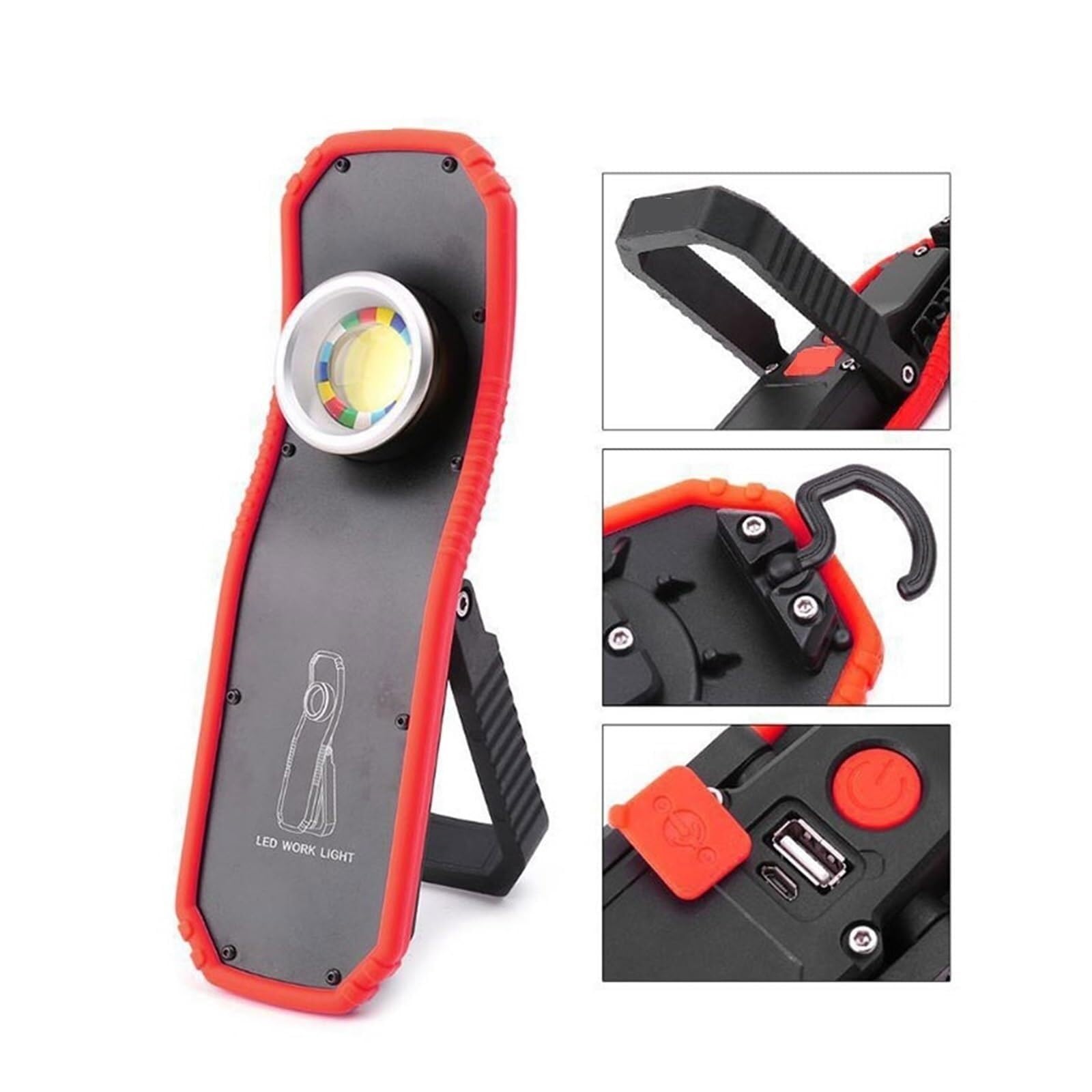 Torche LED Projecteur Portable COB, Lampe De Travail Magnétique, Rechargeable Par USB, Poche Pour Tente Camping, D'éclairage Réparation Avec Crochet Suspension pour camping(Yellow Light)