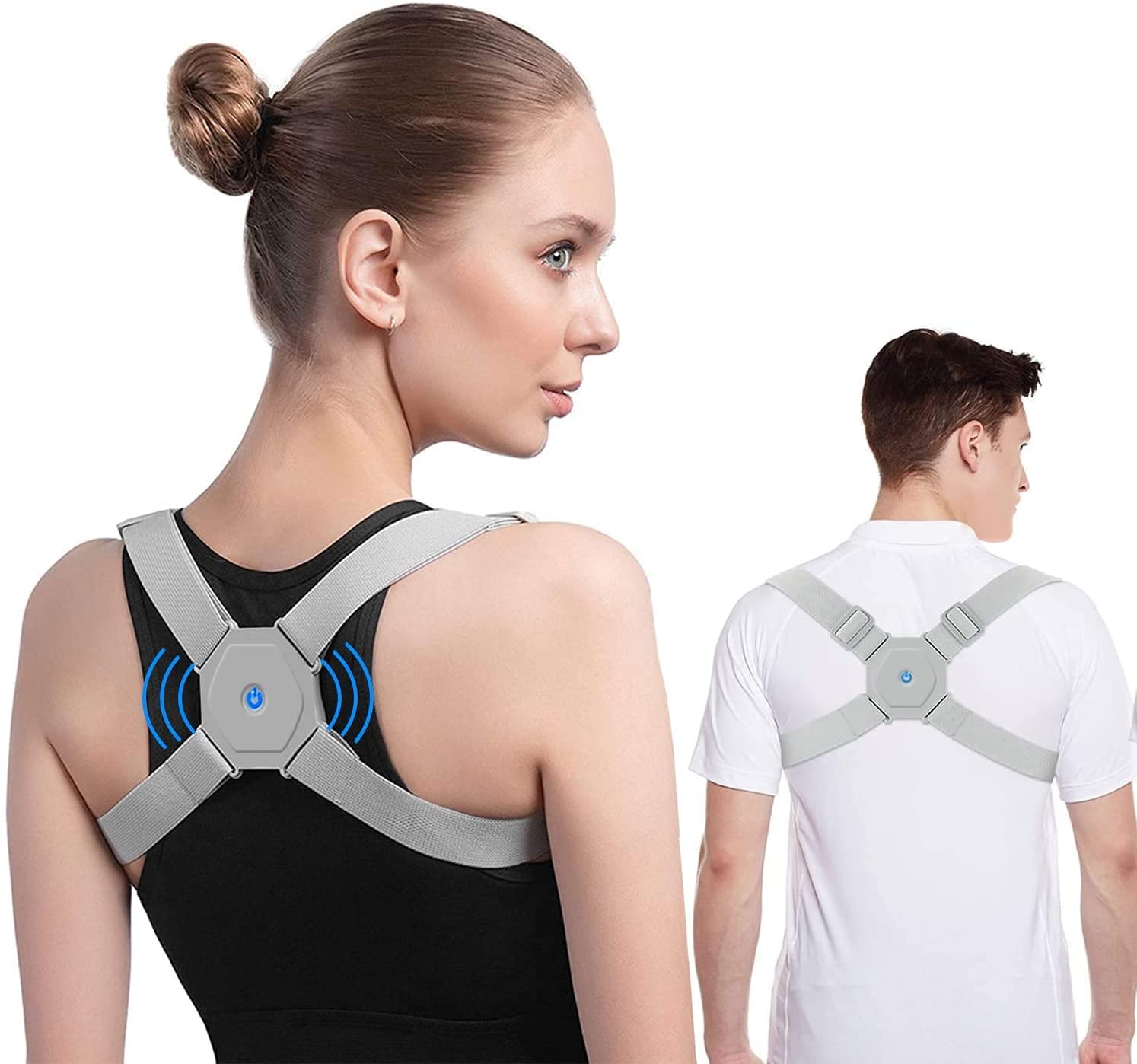 Ostin Posture Corrector with Intelligent Sensor Vibration Reminder Adjustable Back Brace Straightener Smart Posture Reminder and Humpback Correction Trainer for Men Women and Kids