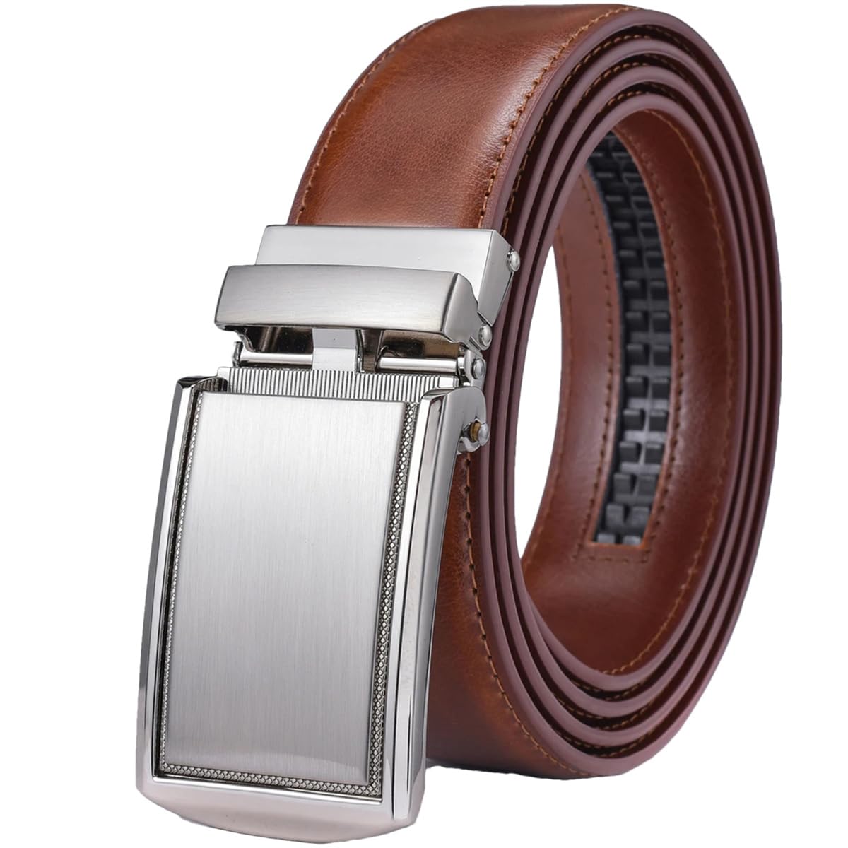 Herrengürtel Aus Leder Mit Automatischer Schnalle, 3,5 Cm Breit, Verstellbar, Kleid