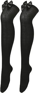 Calcetines largos para mujer Bowknot calcetines de color puro calcetines hasta el muslo calcetines por encima de la rodilla calcetines festival Navidad