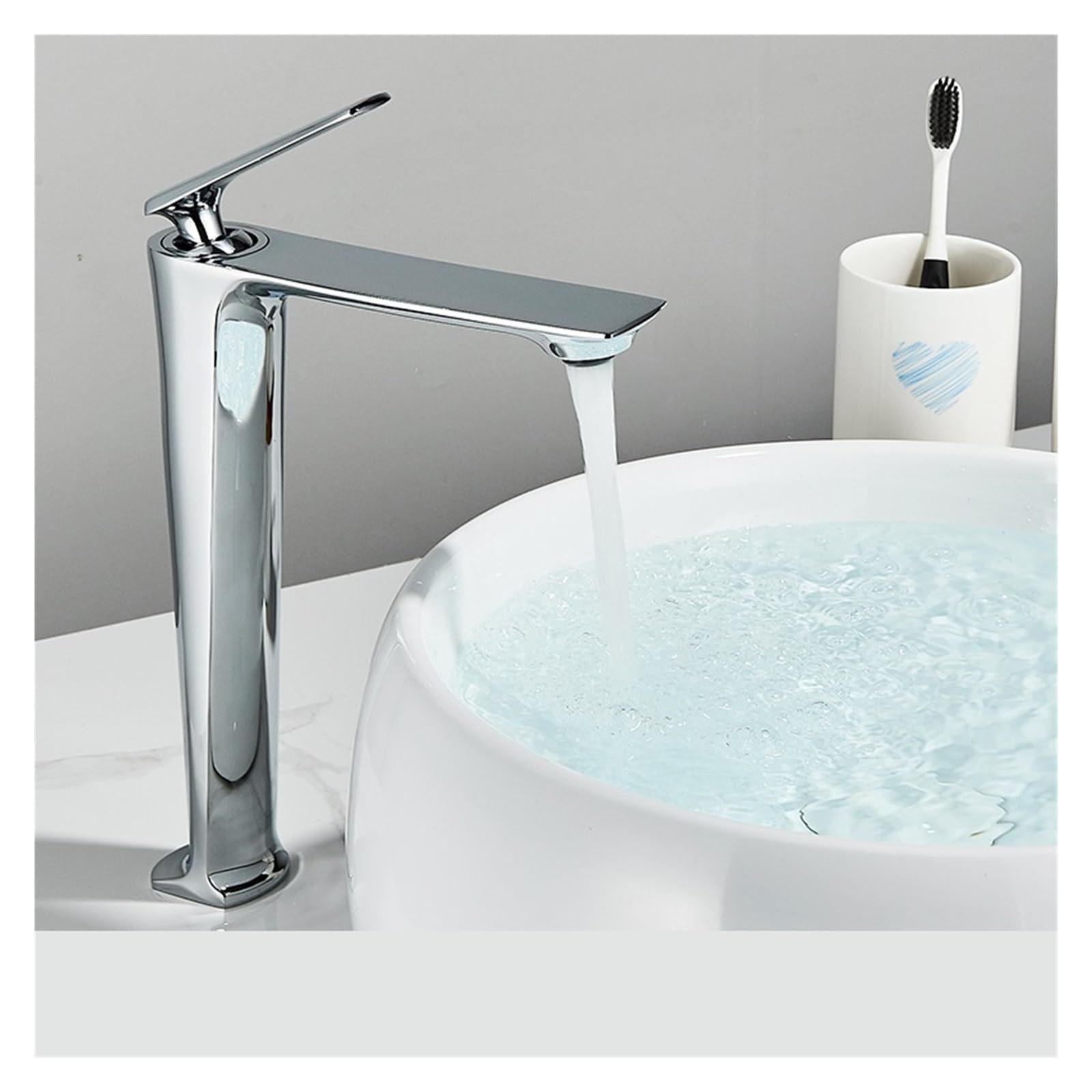 Robinet de lavabo de salle de bains anti-éclaboussures à grand bec