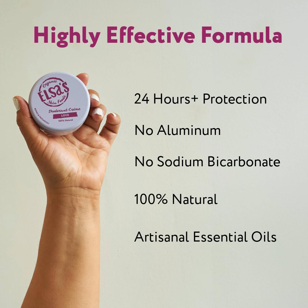 Elsa's Organic Skin Foods, Creme deodoranti naturali, confezione da 3, oceano, amore, limone ghiaccio, senza alluminio, senza bicarbonato di sodio, protezione 24 ore, senza plastica, deodorante per