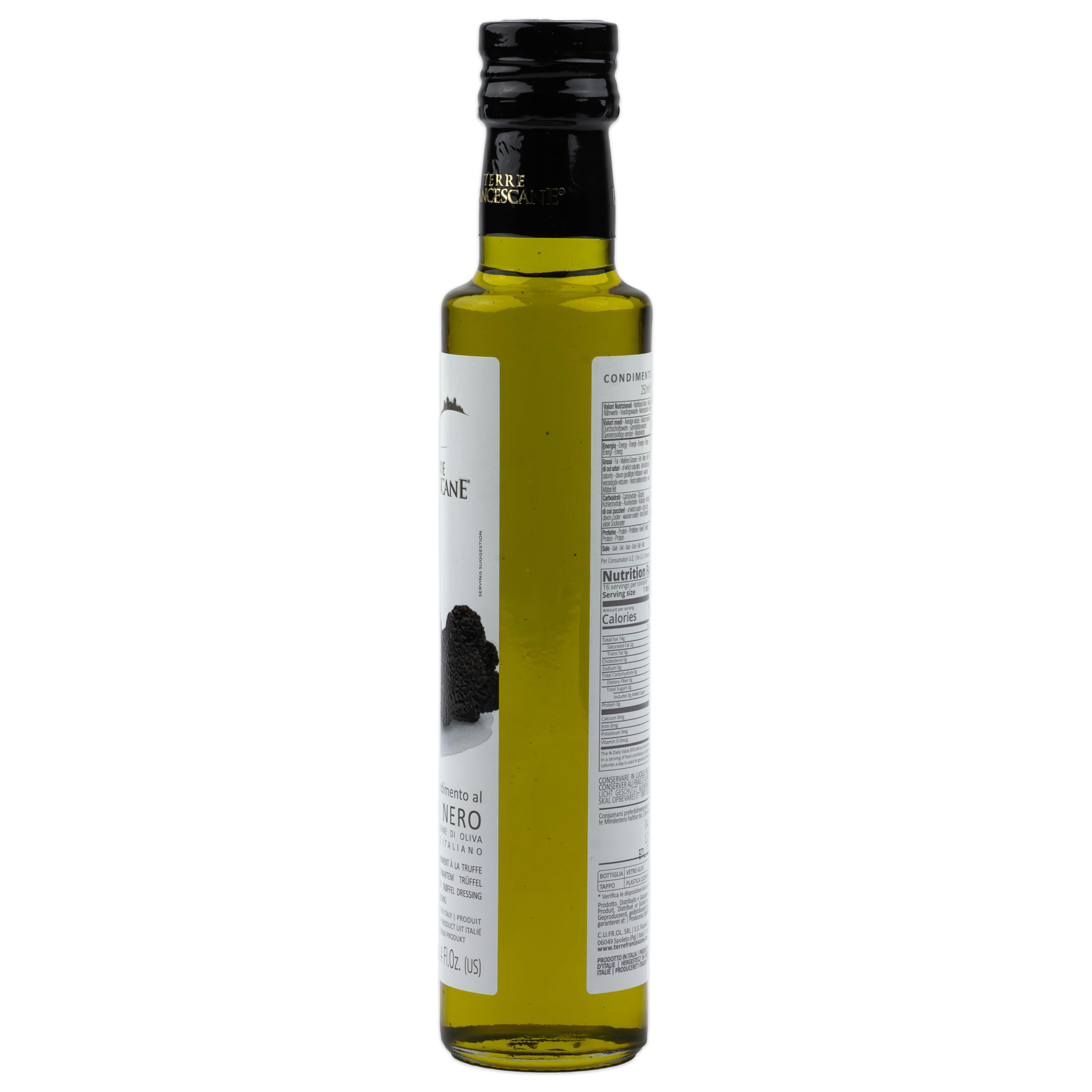 Food-United Juego de aceite de trufa 2 x 250 ml de TERRE FRANCESCANE Aceite de oliva virgen extra con aroma de trufa blanco y negro, aceite de trufa premium de Italia para gourmet de cocina gourmet
