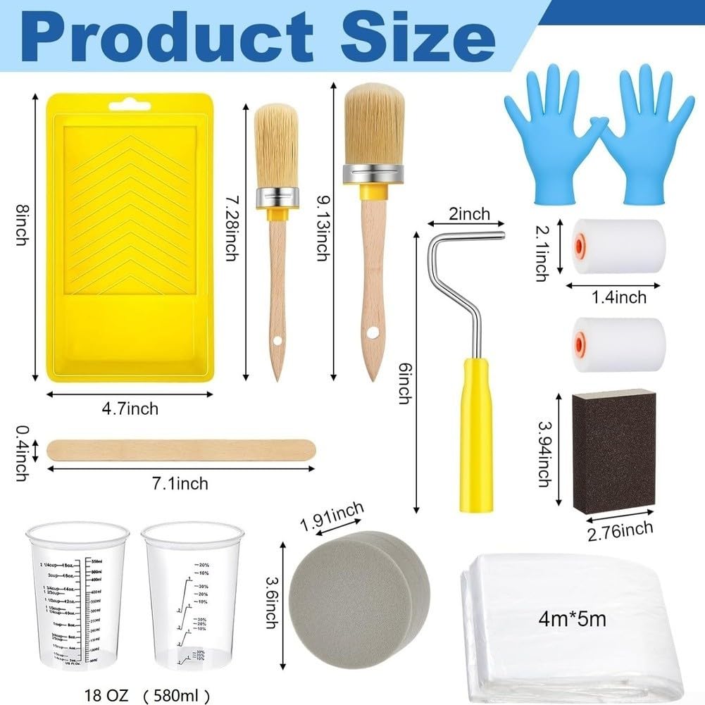 Set di 21 pennelli da pittura, kit completo di strumenti di finitura, mobili per armadietti, decorazioni per la casa e la pittura professionale