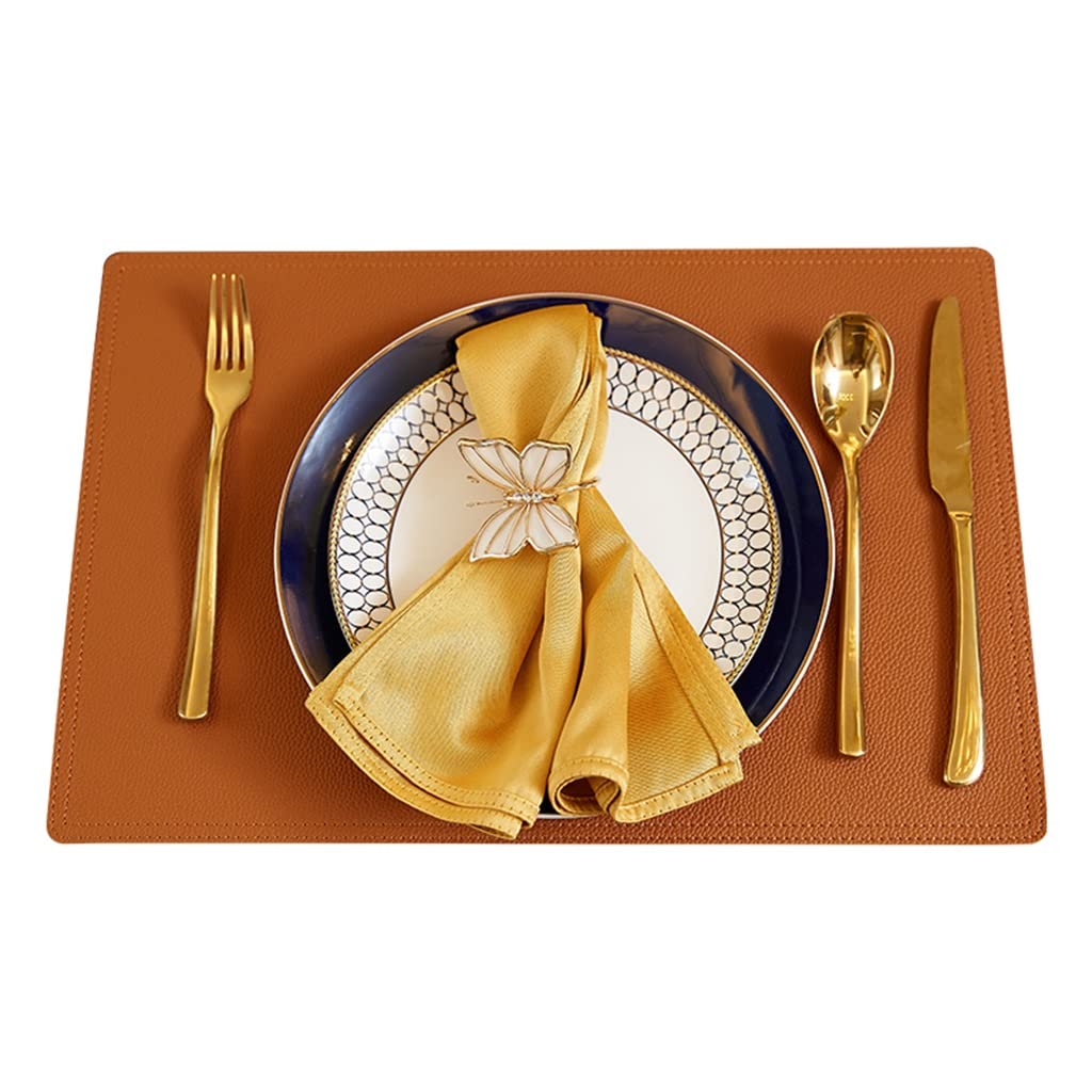 Couverts set avec assiette en cuir et boucle de serviette de table