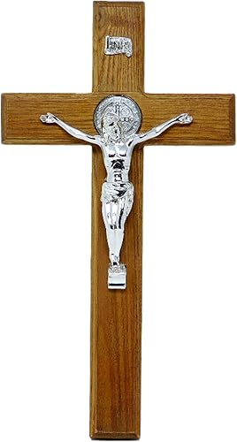 MISANTUARIO Jesús en la cruz con la medalla de San Benito 8 "Cruciffijo de pared Jesús en la Cruz con Medalla de San Benito Crucifijo de Pared #19093