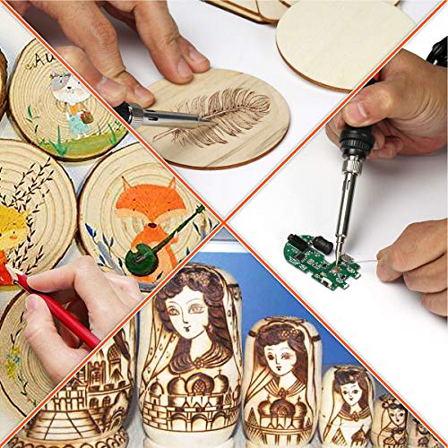 112Pcs Wood Burning Kit,60W Pyrography Pen Set With Adjust Temp Switch 200~450 ℃, Wood Burner Tool-Embossing,Carving,Soldering Tips,Stencils,Pencils,Christmas Stocking Stuffer Gifts For Men Adults Dad #TOP6