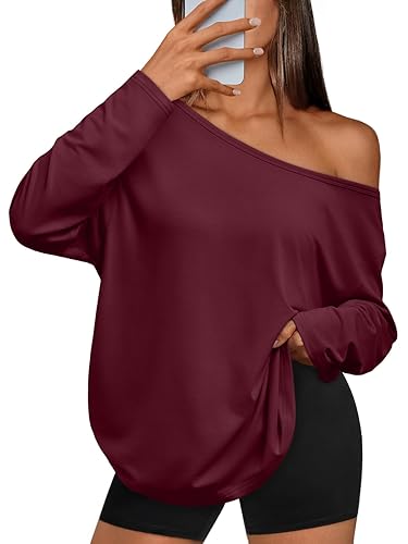 Trendy Queen Womens Off The Shoulder Tops Oversized Tshirts Long