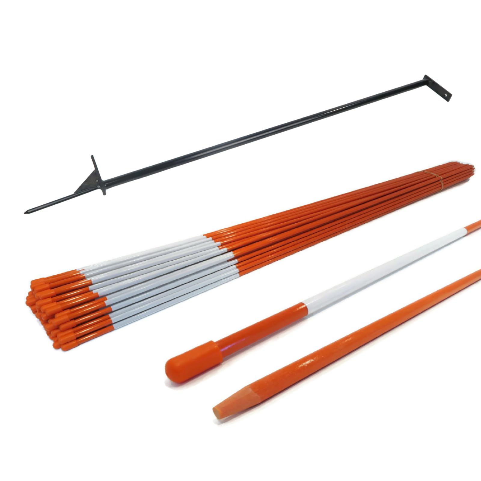 The ROP Shop 25-Pack (1/4 Inch) Orange 48 Inch Reflective Driveway Markers, Snow Stakes Poles w/Installation Tool for Snow Plowing Driveways, Parking Lots, Walkways, Sidewalks