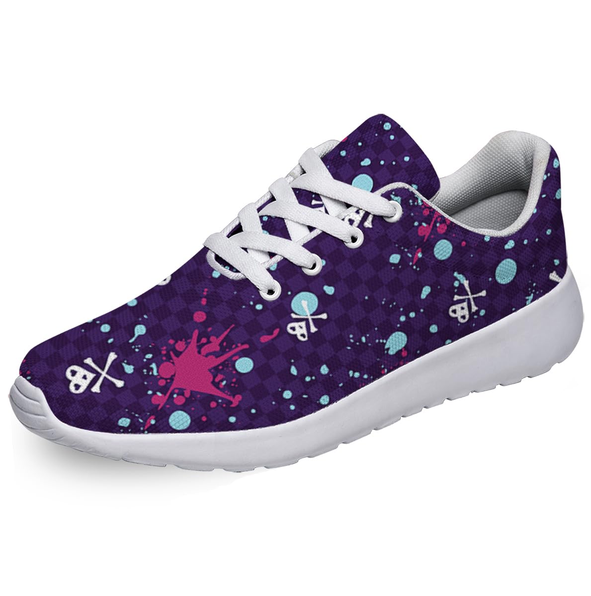 Women Men Emo Paint Splatters Prints Shoes Slip On Running Shoes Athletic Tennis Sneakers White Size 4.5