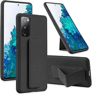 Zege Case Cover Compatible with Samsung Galaxy S20 Plus Silicone Gel Rubber Premium Fold-able Finger grip Magnetic Kickstand Case (Black)