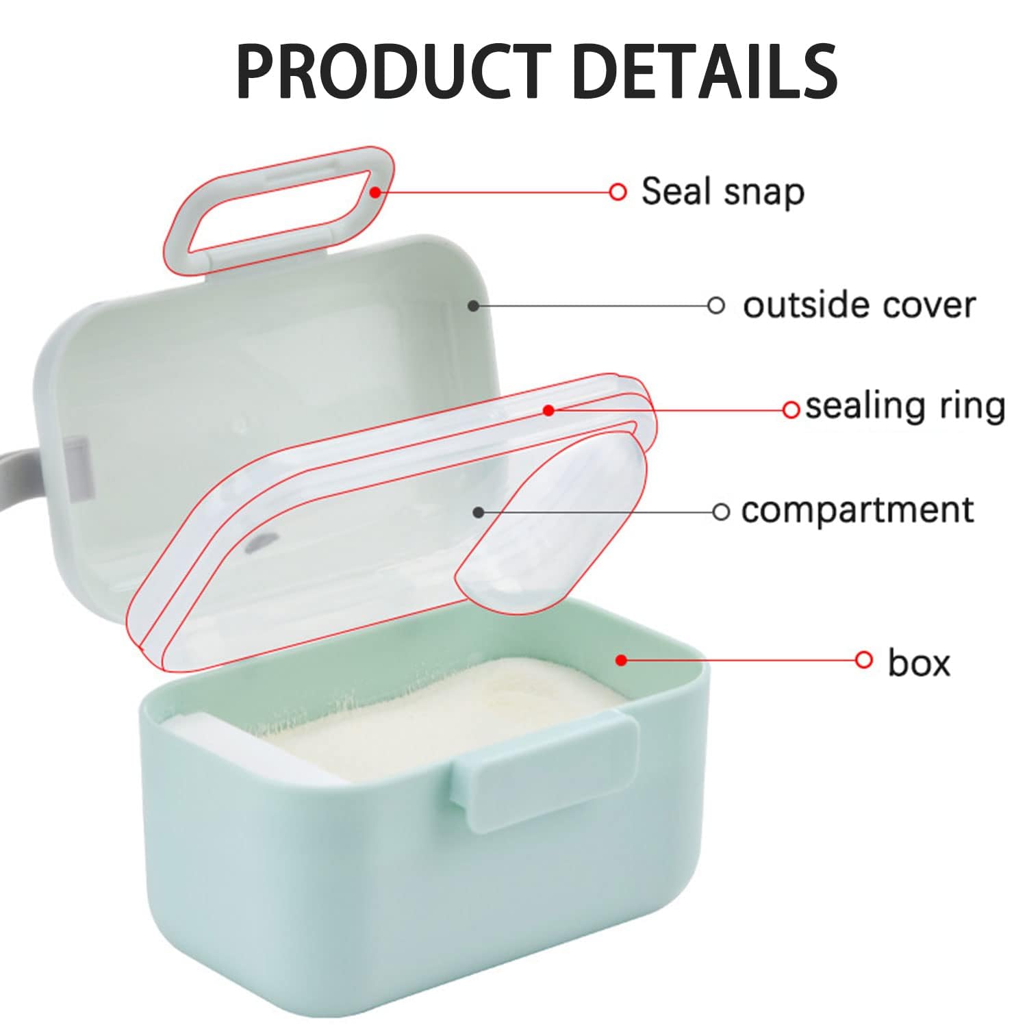 Tnfeeon Contenitore Portatile Per Latte In Polvere, Dispenser Per Alimenti Per Neonati Con Vano Snack (Blu, Taglia L)