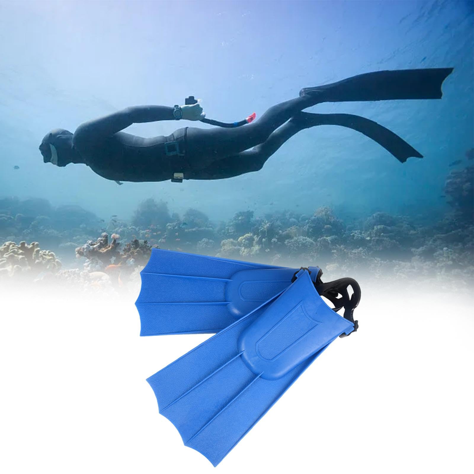 QSTDGVPW Flippers Scuba Diving Fins Lightweight Adjustable Snorkeling Supplies, Feet Shoes Snorkel Fins for Professionals, Blue 40 to 44
