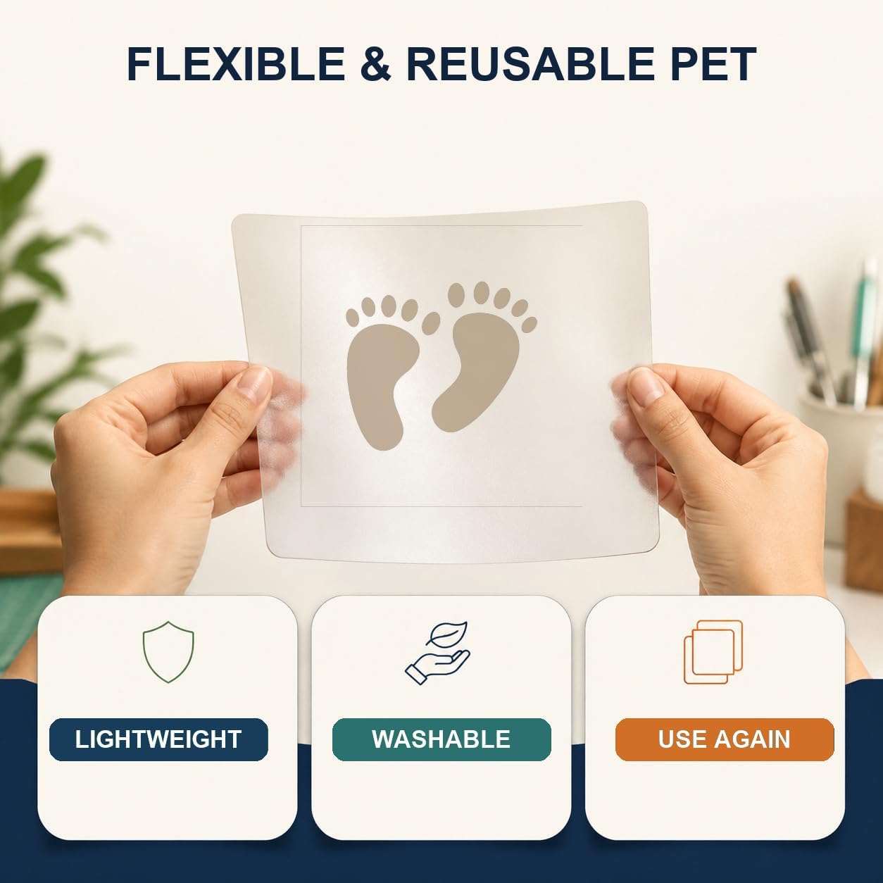 MAGJUCHE Footprint Stencil 6 Inches, Reusable Baby Feet Stencil for Painting DIY Crafts Decor