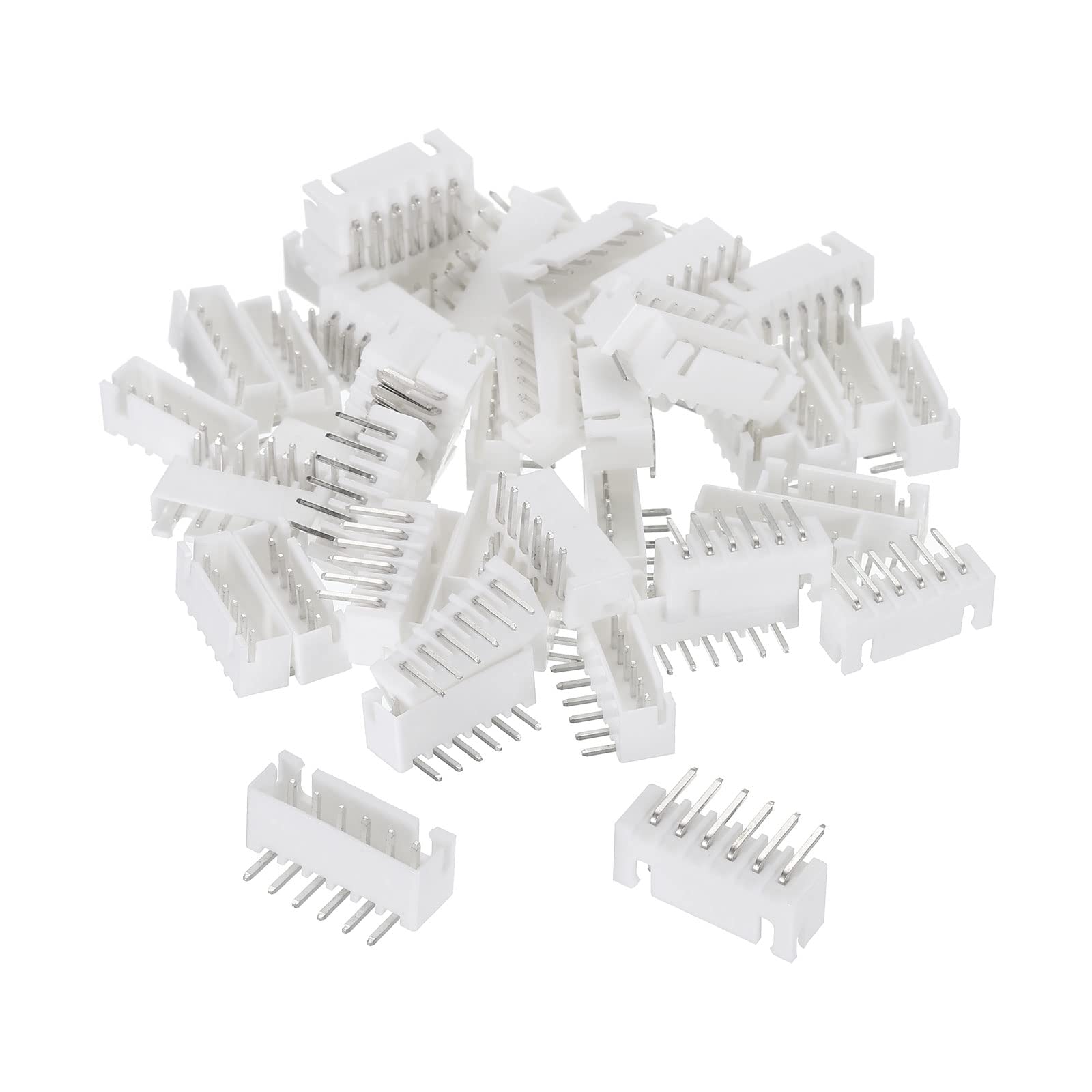 MECCANIXITY 2.54mm Connector 6 Pin Male Adapter Right Angle Pin Header White Socket for Wire to Board Connection, 50 Pack