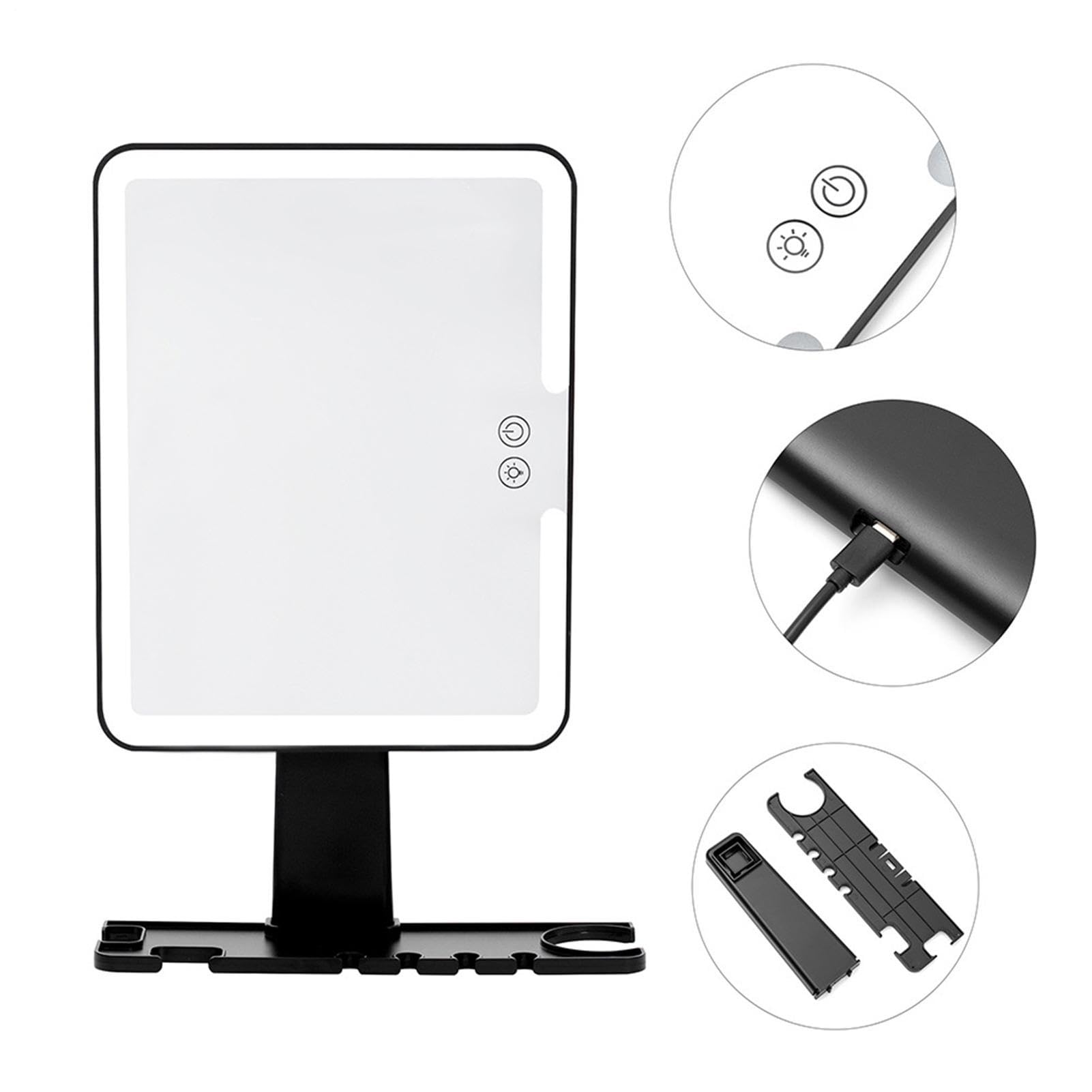 Miroir Rasage Pour Douche Anti-buée avec rangement et éclairage LED tactile