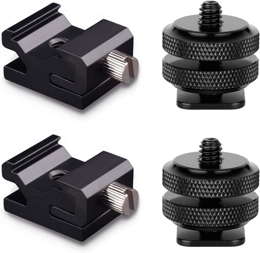 Cold Shoe Mount and Hot Shoe Mount with 1/4'' screw Adapter Flash Shoe