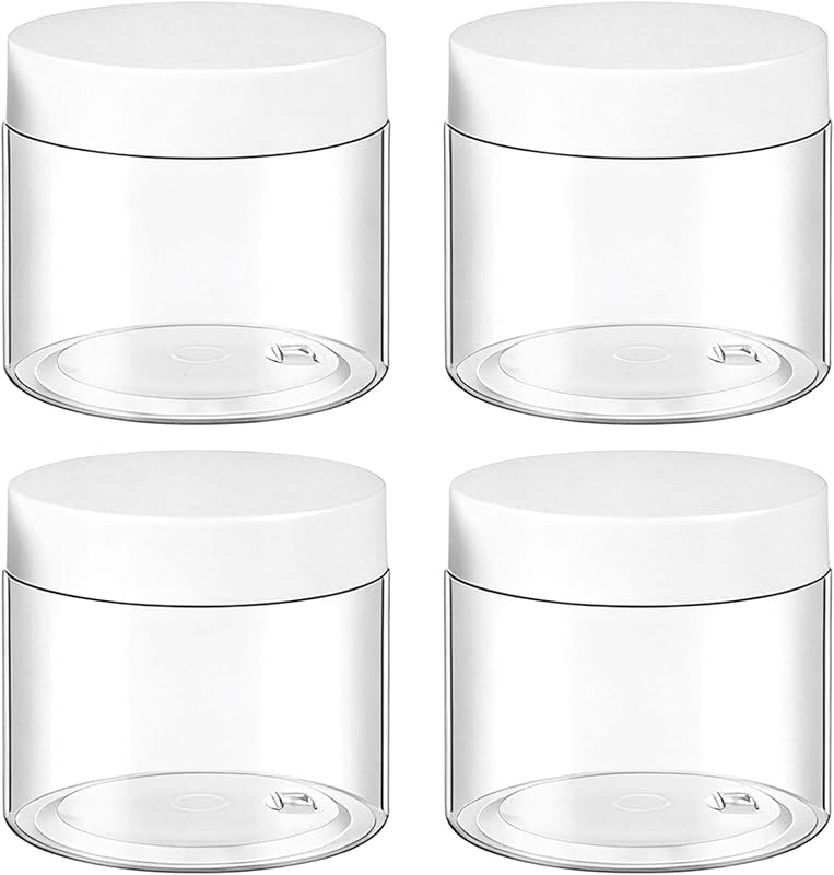 TUZAZO Frascos Plásticos Redondos de 180 mL com Tampas Brancas, Pacote com 4