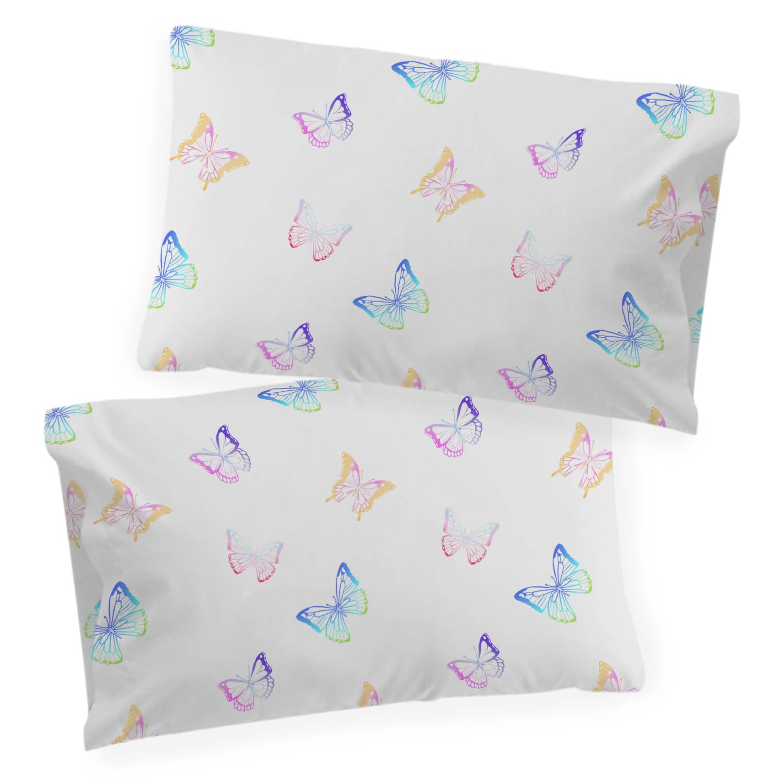 Saturday Park Ombre Butterflies 2 Pack Reversible Pillowcase - 100% Organic Cotton Double Sided Pillow Cover - GOTS & Oeko-TEX Certified