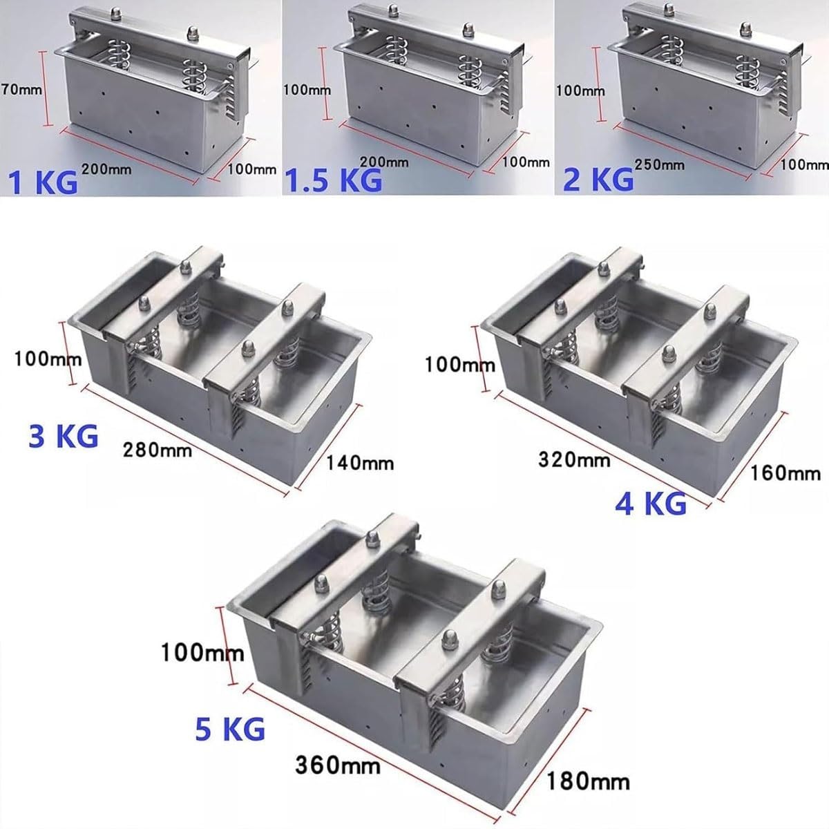 Molde de Prensa de jamón de Acero Inoxidable, Herramienta para Dar Forma | Construcción de acero inoxidable apto para uso alimentario; prensado uniforme de resorte de alto par(1.5KG)
