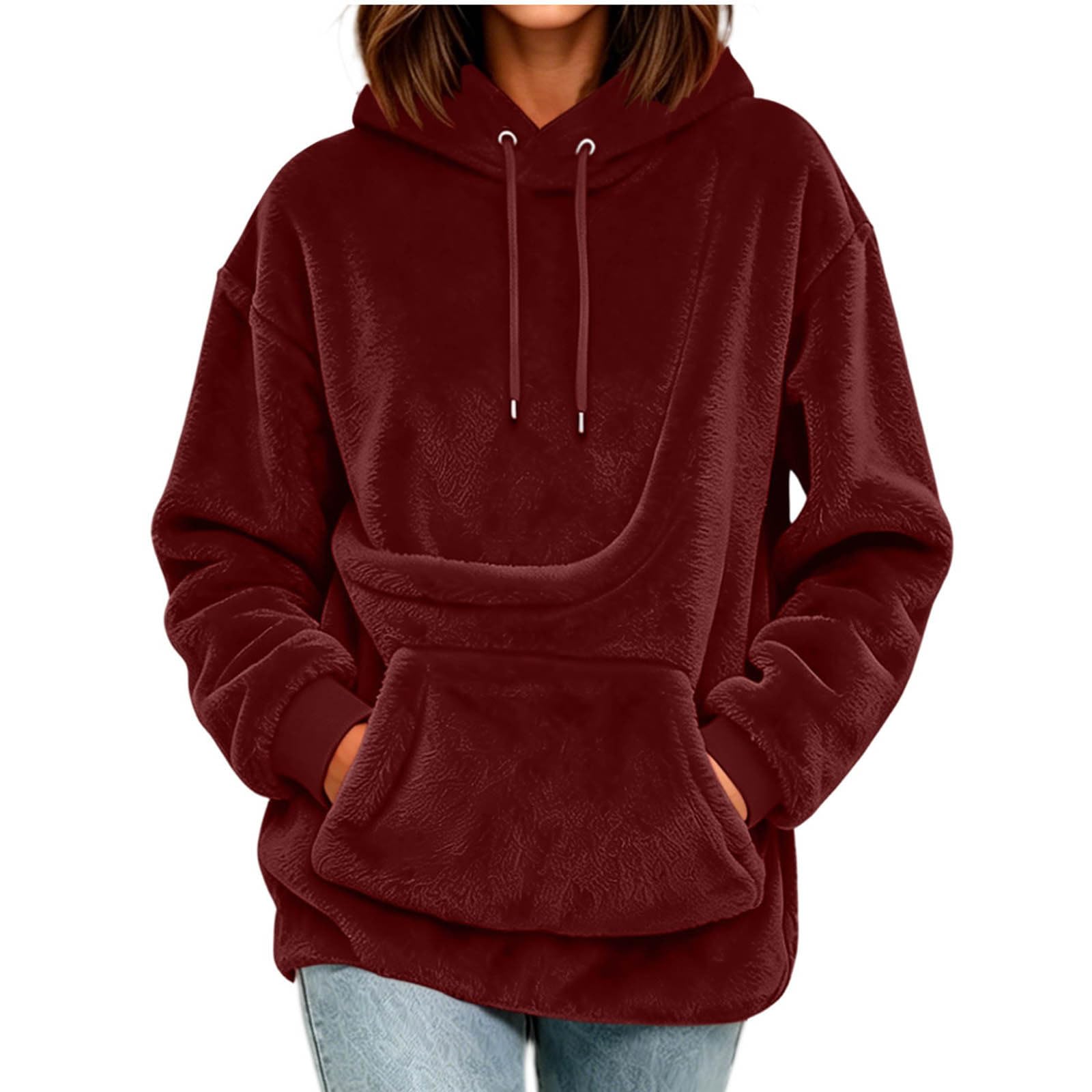 KHIRVWL Felpa Donna con Cappuccio Oversize Streetwear Cotone Felpe Sportive | Tessuto Confortevole, Design Basic, Vestibilità Larga, Facile da Abbinare, Perfetta per Casa, Viaggi e Passeggiate