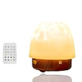Night Light & Bluetooth Noise Machine, Ocean Wave Projector Light Bluetooth with Lampshade & Remote Control,16 Color Dimming, (Walnut-Colored Base)