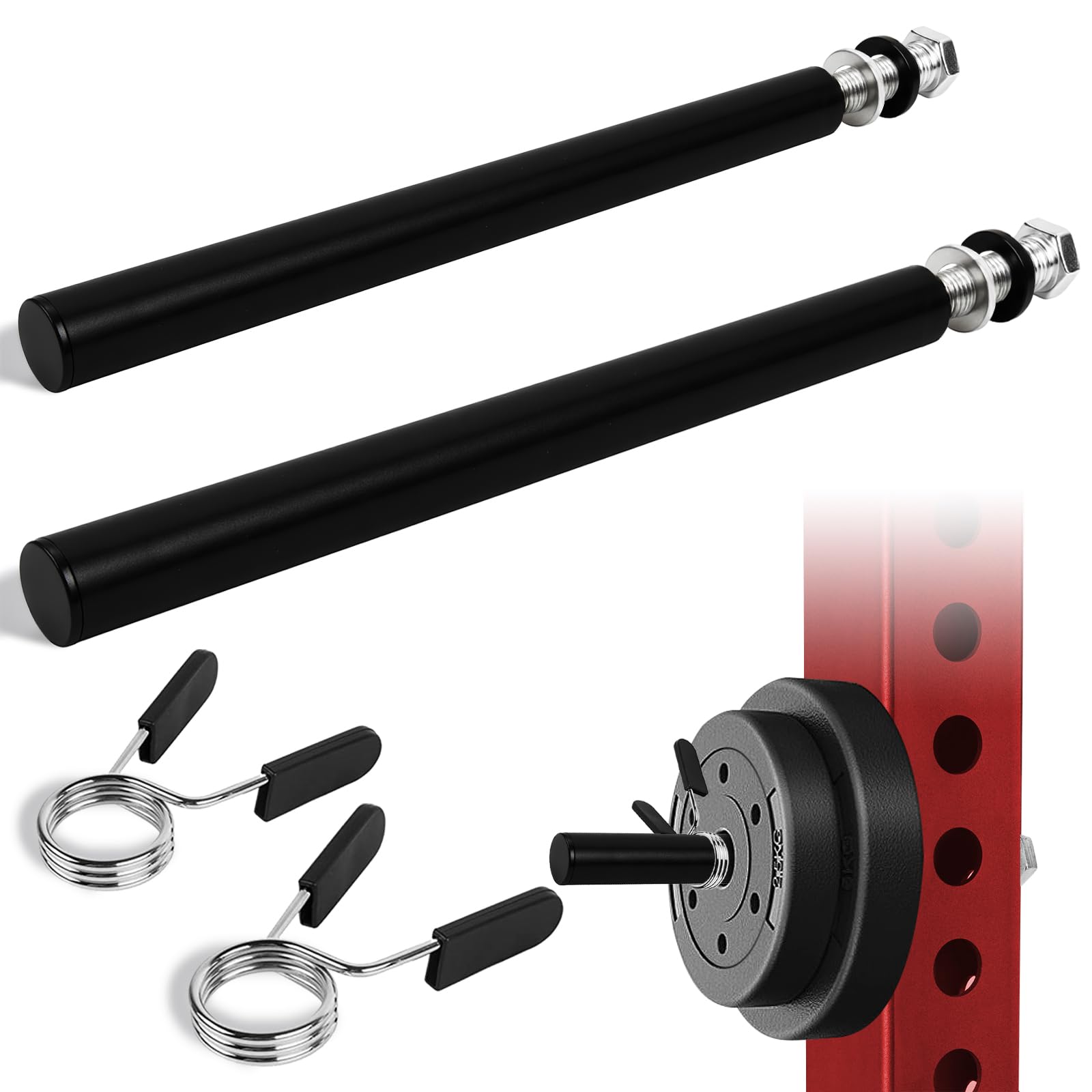 Topfinder Weight Plate Holder Power Rack Attachments, Standard Discs Olympic Bumper Plates Storage for 2x2 3x3 2x3 Power Cage (25MM, 2 Pack)