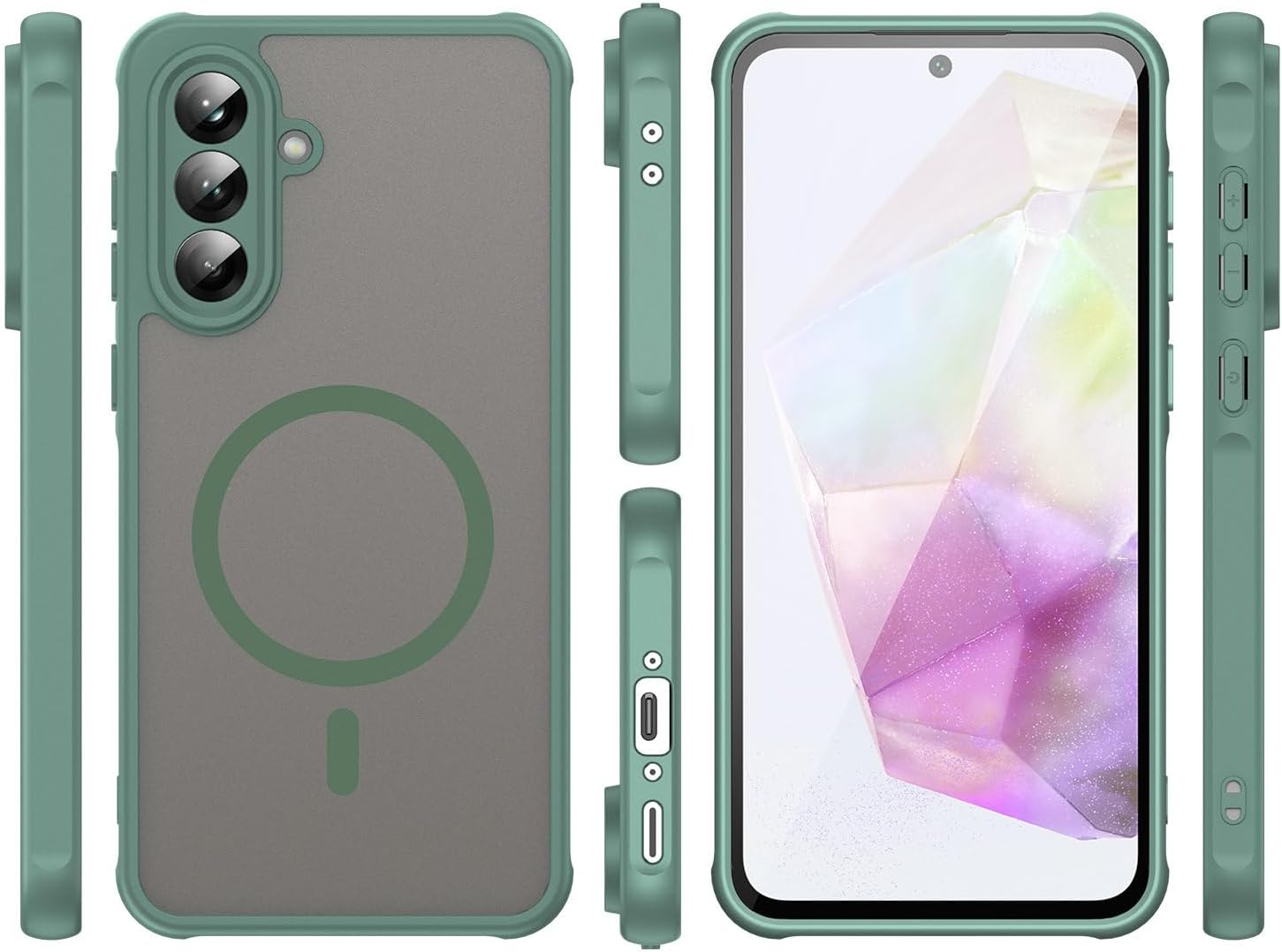 Compatible with Samsung Galaxy A56 5G Case Cover,Compatible with MagSafe,Anti-Fall,Compatible with Samsung SM-A566E/DS Galaxy A56 5G / SM-A566B Cell Protective Phone Case Green