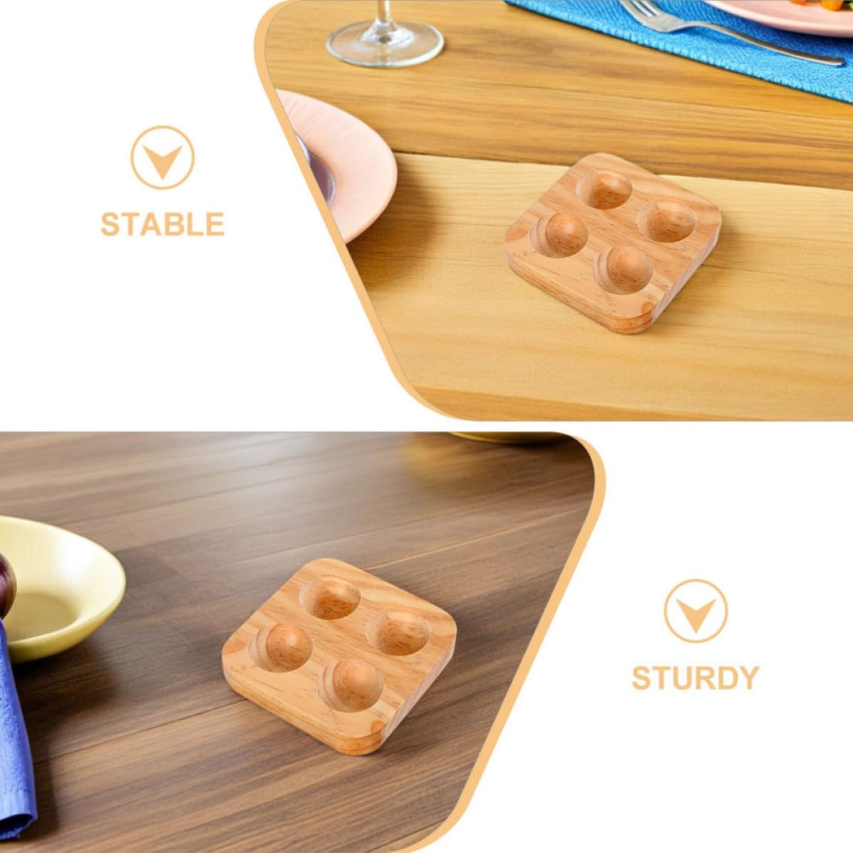 3 Piece Rubber Wood Egg Storage Tray Organizer for Kitchen Counter