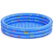 Baby Pool for Toddlers 1-3 with Bubble Bottom, Inflatable Kiddie Pool for Kids with Easy Drain Plug, Small Blow Up Pool for Backyard Summer Water Play, Durable Kids Swimming Pool Blue