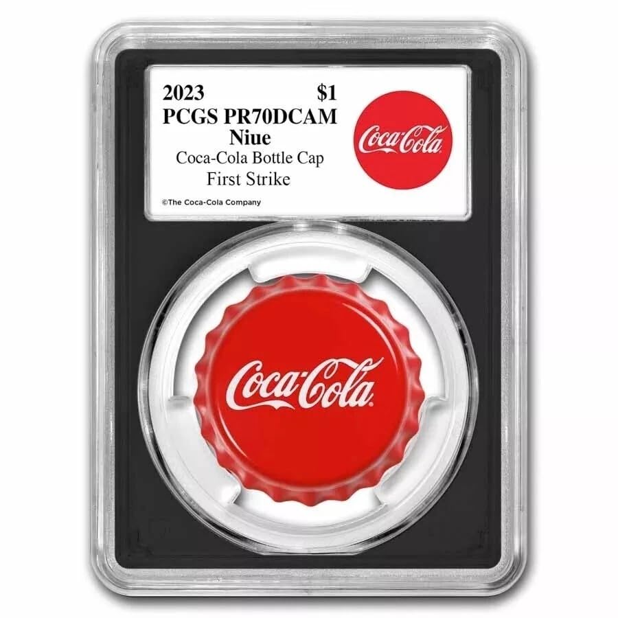 2023 Niue Cola Bottle Cap First Strike Silver $1 Coin, PCGS PR-70 DCAM, 6 Gram, Collectible Currency