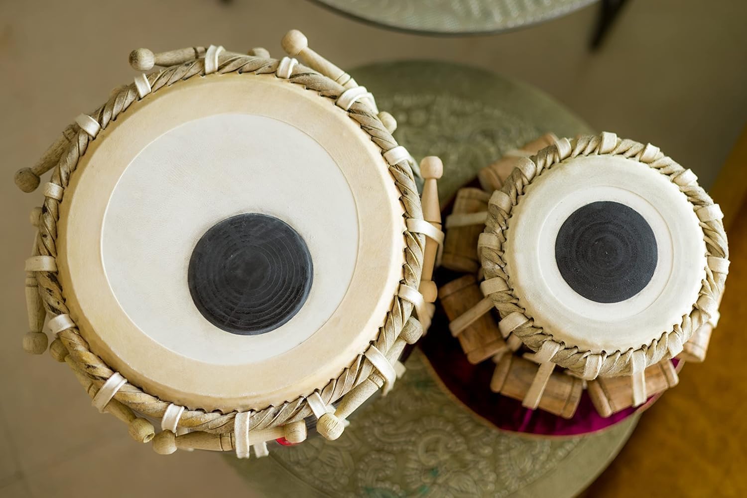 Steel Tabla Set, Basic Tabla Drums Set, Steel Bayan, Dayan mit Hammer, Kissen und Bezug - Perfekte Tablas für Schüler und Anfänger und Profis, Indisches Musikinstrument Tabla Set