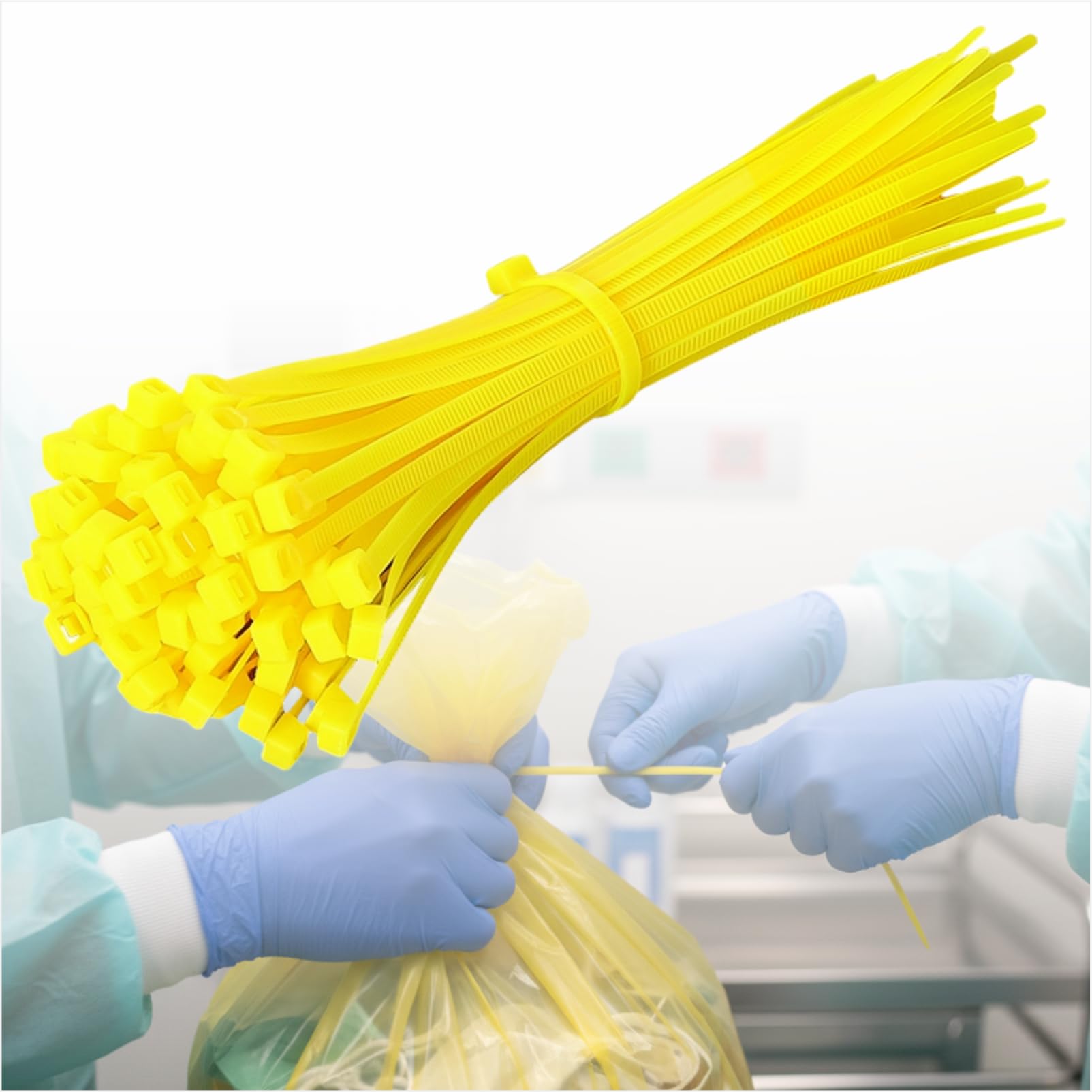 Plastic Tamper Seals - Disposable Self-Locking Ties for Clinical Biohazard Waste Bags, 1000 Pcs (2.8mmx250mm)