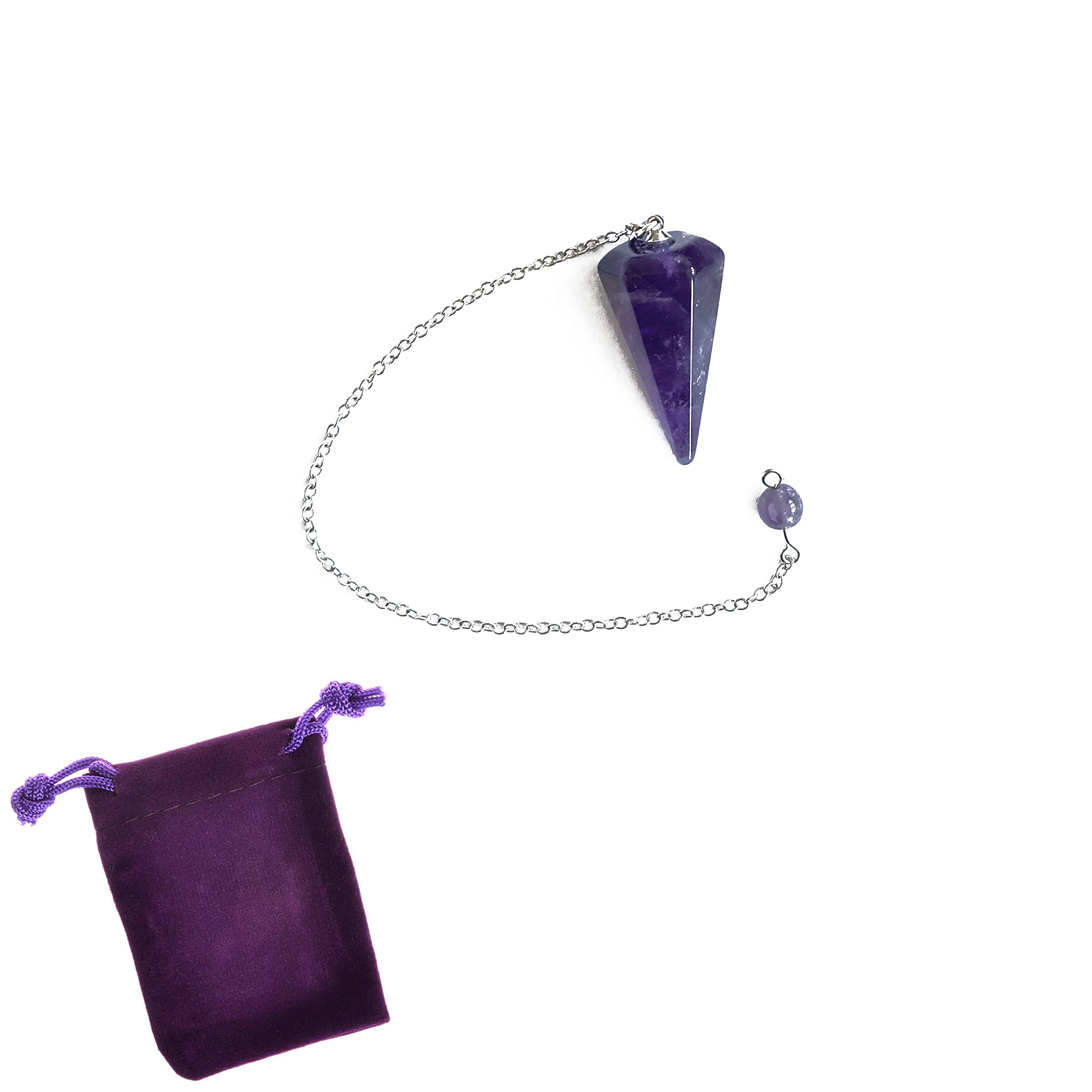 Péndulo de Cristal unisex, piedra natural Amatista, Péndulo Hexagonal Vintage para Radiestesia, Chakra, Reiki, Adivinación, Meditación, Wicca - 3