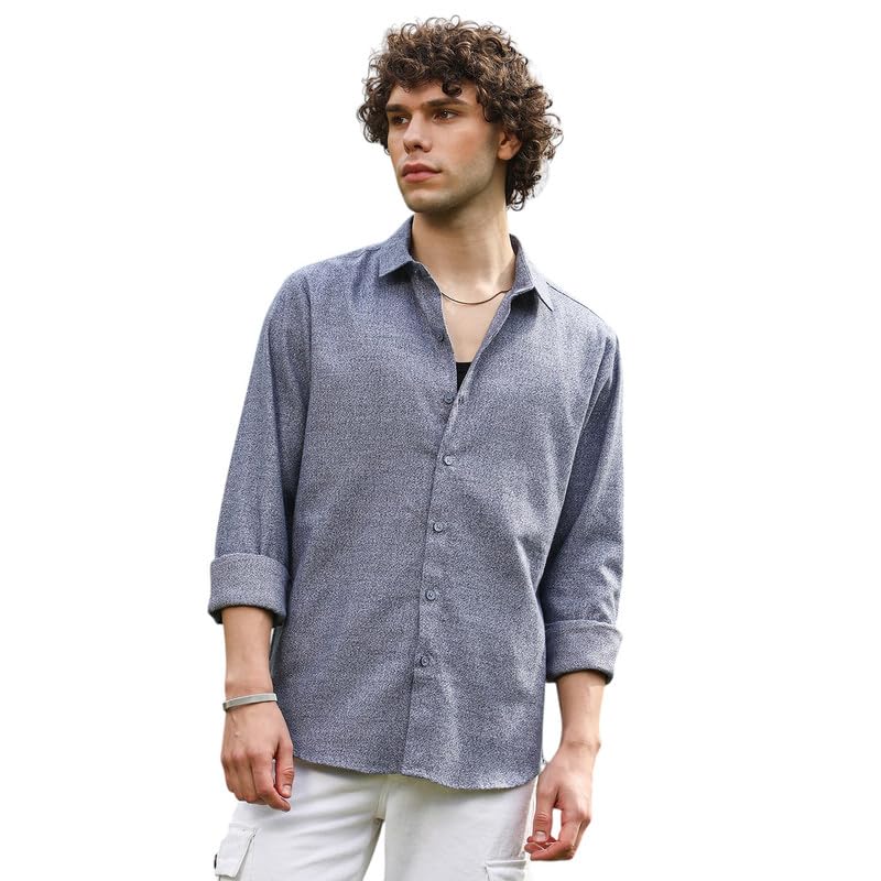 Image of CAHOOT Men's Shirt for Casual Wear | Spread Collar | Long Cuffed Sleeves | Button Closure | Shirt Crafted with Comfort Fit for Everyday Wear