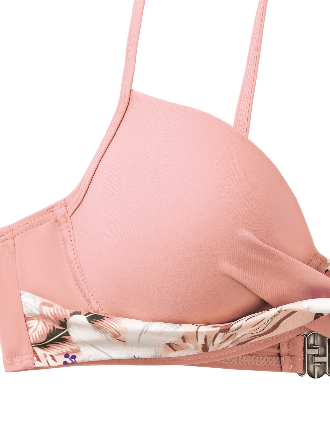 GORGLITTER Bikini damskie bikini push up z fiszbinami, strój kąpielowy z wzorem tropikalnym, dwuczęściowy strój kąpielowy