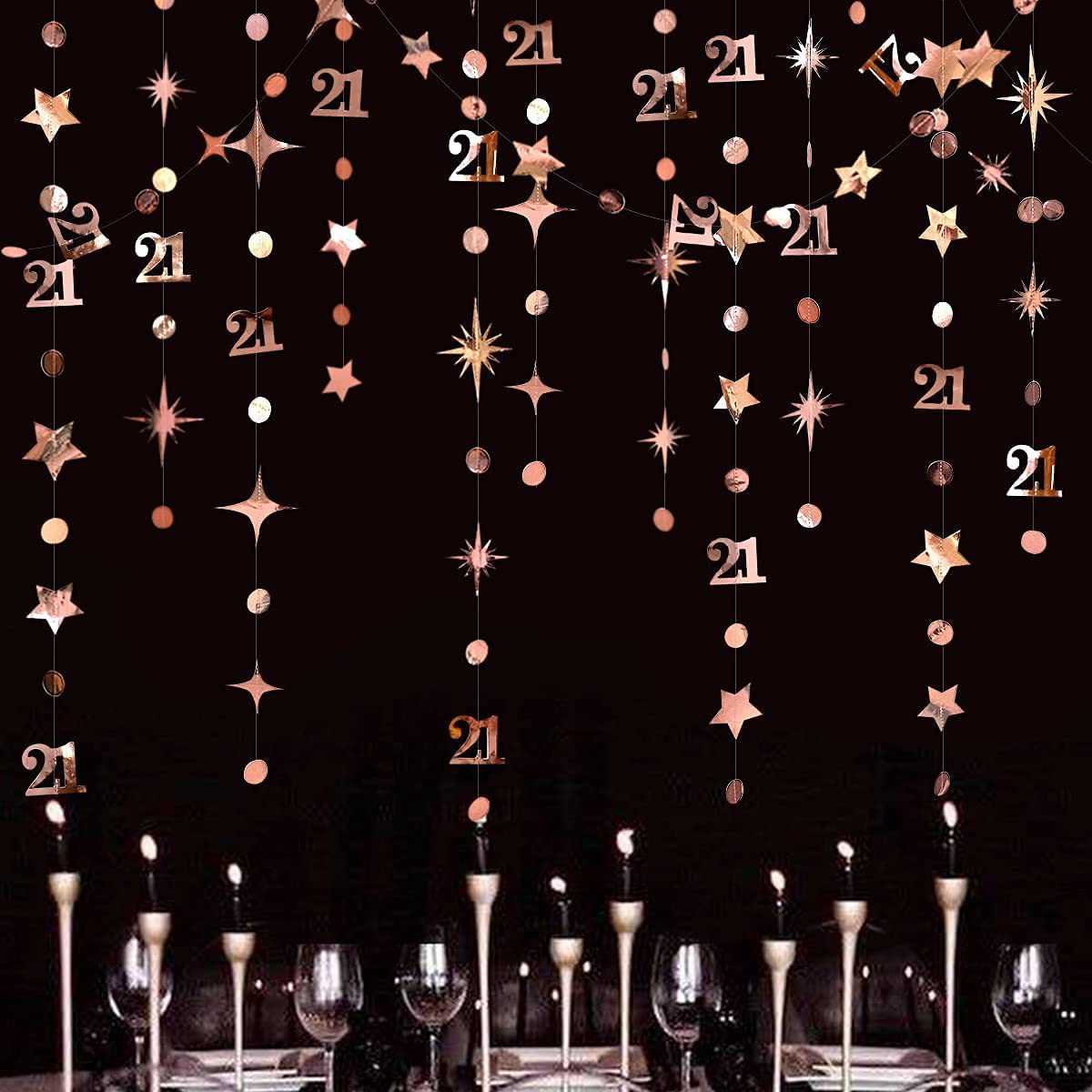 Ghirlanda di carta con stelle a cerchio, con motivo a cerchio, in metallo, decorazione per feste di compleanno, baby shower, matrimonio, fidanzamento, laurea, decorazione per la stanza dei bambini