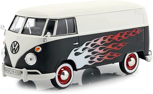 Motormax Volkswagen Type 2 (T1) - Furgoneta de entrega con llamas 1/24 fundido a troquel