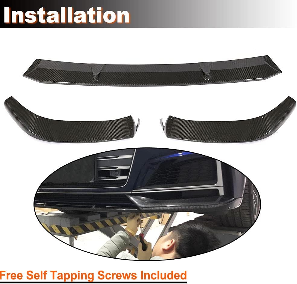 MCARCAR KIT Carbon Fiber Front Bumper Lip Spoiler Splitter Fits for Audi A5-Sline S5 S5-Sportback 2017-2019 Front Bumper Lip Chin Splitter Factory Outlet (Carbon Fiber in Gloss Black)