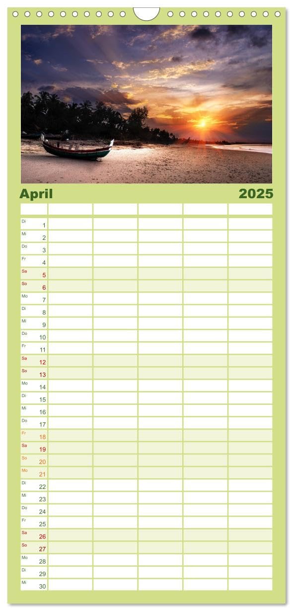 Familienplaner 2025 - Kuba • Impressionen mit 5 Spalten (Wandkalender, 21 cm x 45 cm), CALVENDO: Das sonnige Land der Strände, Oldtimer und Zigarren (CALVENDO Orte)