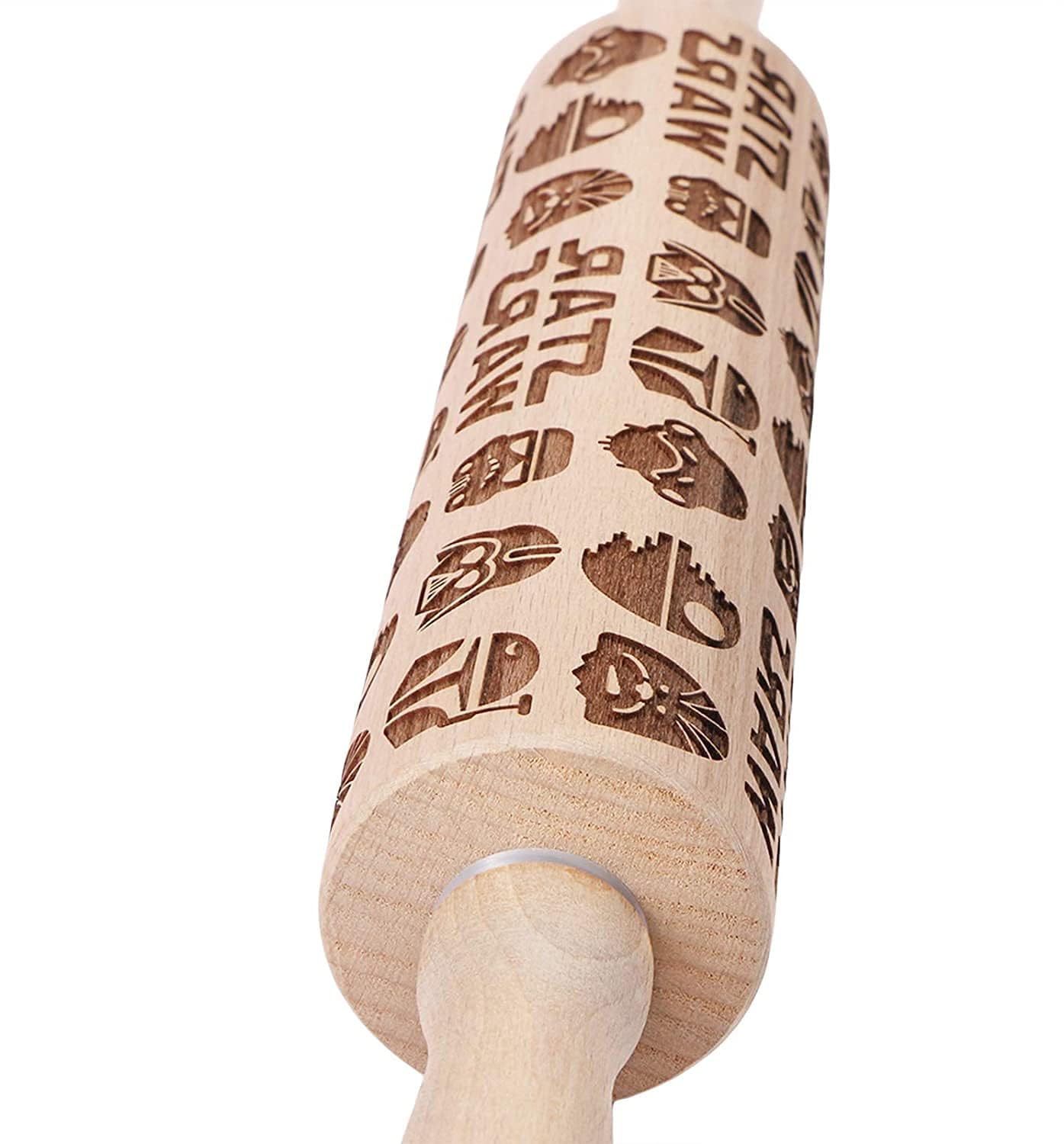O-Kinee Teigroller Weihnachten, 3D Holz Nudelholz M Produktbild-Vorschau 12