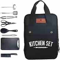 バーベキュー・調理用品  Amazon.co.jp: キャンプ用調理器具セット、8点セット
