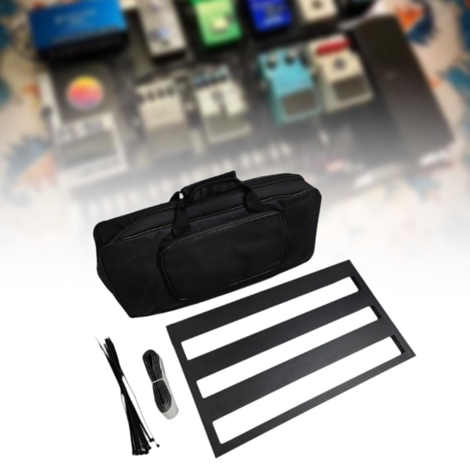 Effektpedalboard aus Aluminiumlegierung mit Tragetasche, Schwarz, L | Gitarrenauftritte und übungen