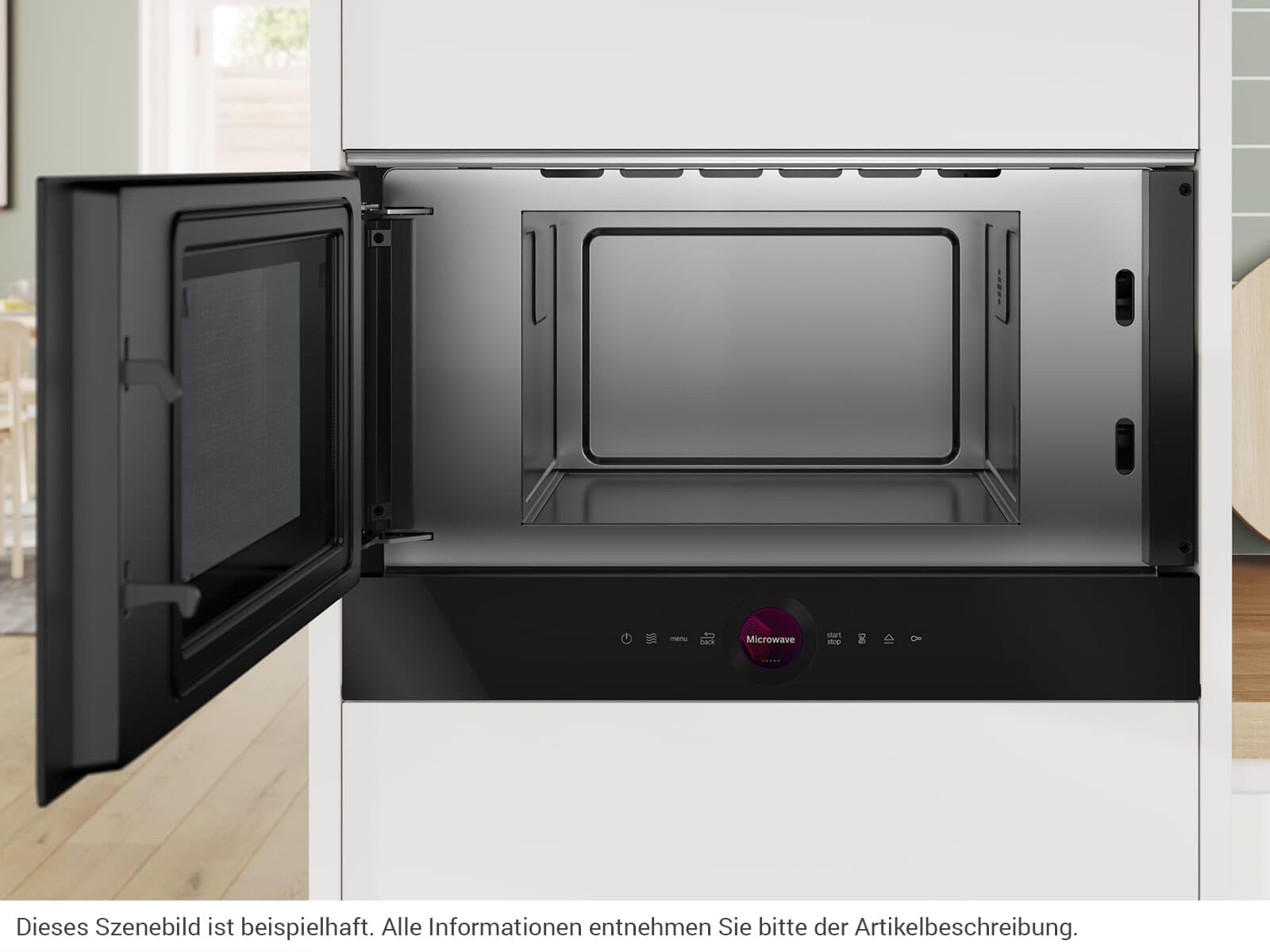 Bosch BFL7221B1 - Microonde da incasso serie 8, nero, 38 x 60 cm, 900 W, chiusura della porta a sinistra, AutoPilot 7 con 7 programmi automatici, supporto per la pulizia, display touch TFT,