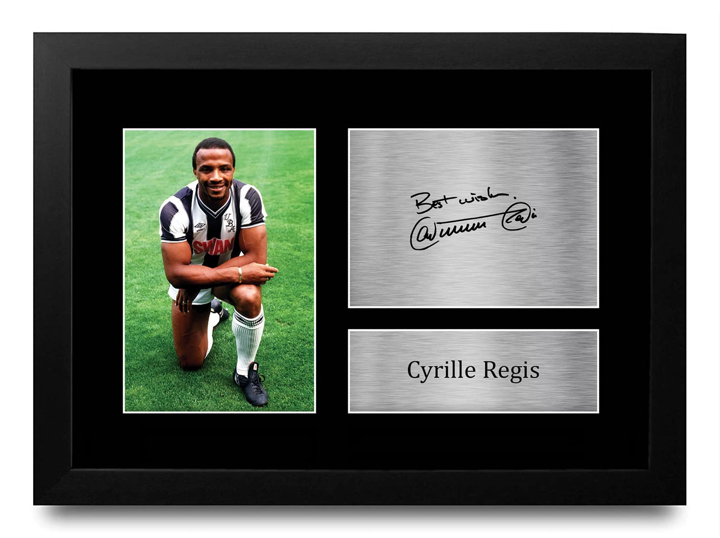 HWC Trading FR A4 Cyrille Regis West Brom Gifts Printed Signed Autograph Picture for Football Fans and Supporters - A4 Framed โ image 1
