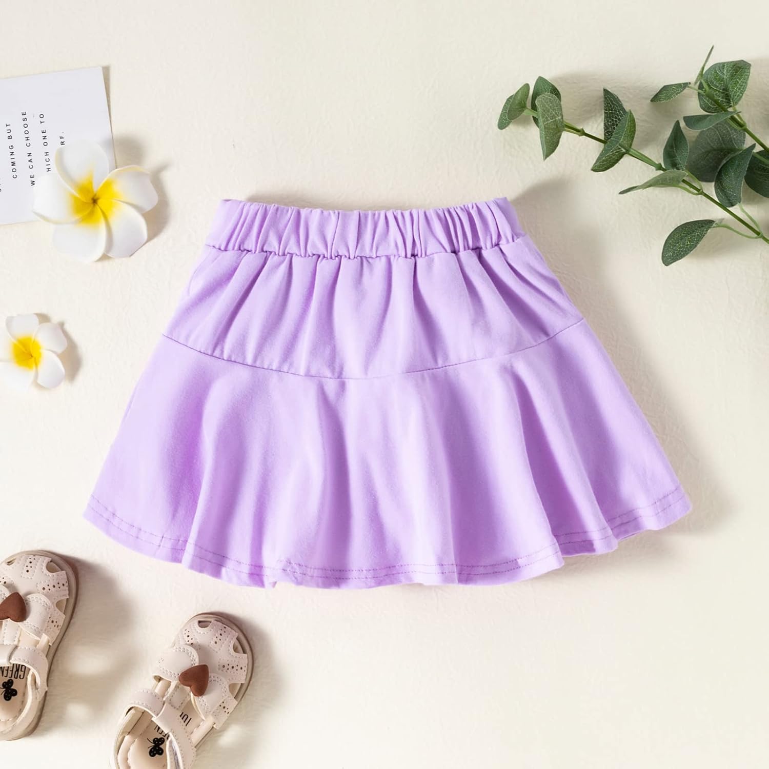 Neutocd Toddler Little Kid Baby Girl Skorts Skirt for Dance Birthday in Solid Mini 100% Polyester - Image 3