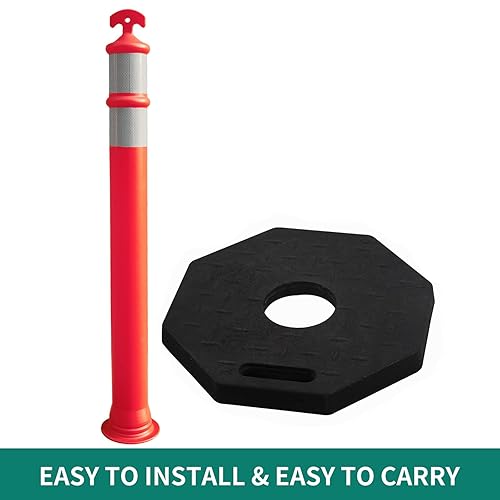 Miniatura 6 de Paquete de 6 conos de delineador de tráfico BESEA de 42 pulgadas de alto color naranja con base de goma resistente para sitios de construcción,